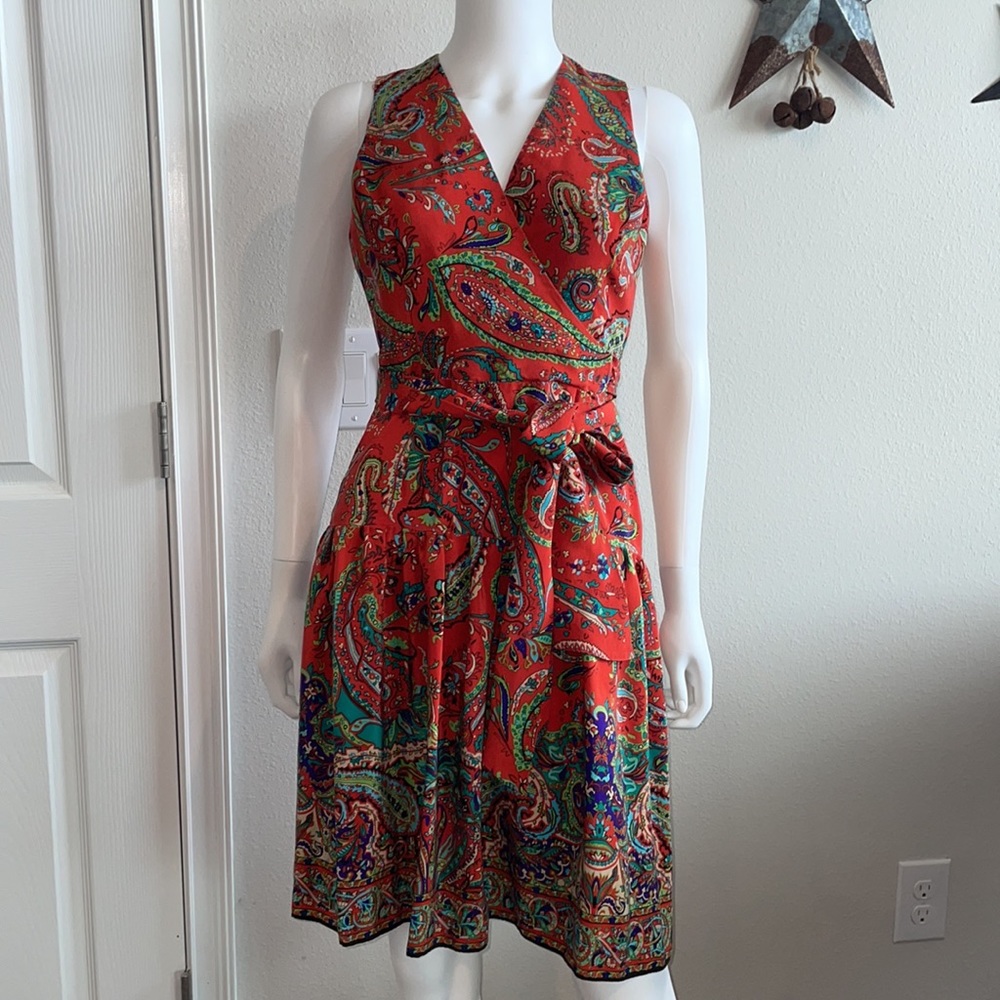 Sleeveless colorful Ralph Lauren midi dress